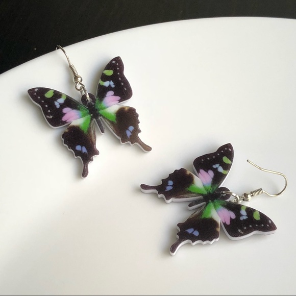 NEW Acrylic Swallowtail Butterfly Earrings - Picture 2 of 6